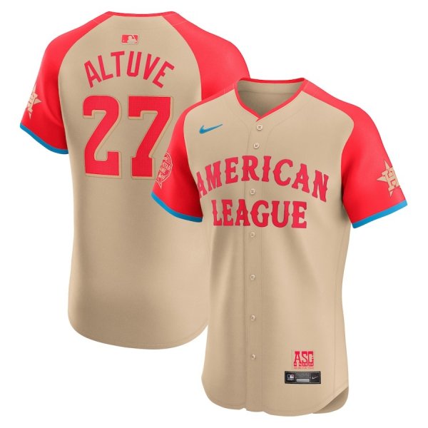 Men's Houston Astros #27 Jose Altuve Nike Cream 2024 MLB All-Star Game Elite Jersey