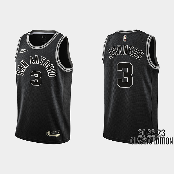 Men's San Antonio Spurs #3 Keldon Johnson 2022-23 Classic Edition Black NBA Jersey