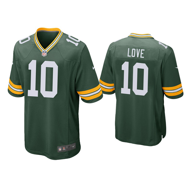 Men's #10 Jordan Love Green Bay Packers Green 2020 NFL Draft Game Jersey