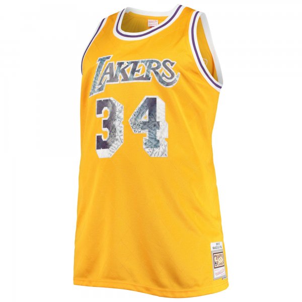 Men's Los Angeles Lakers Shaquille O'Neal Mitchell & Ness Gold Big & Tall 1996-97 NBA 75th Anniversary Diamond Swingman Jersey