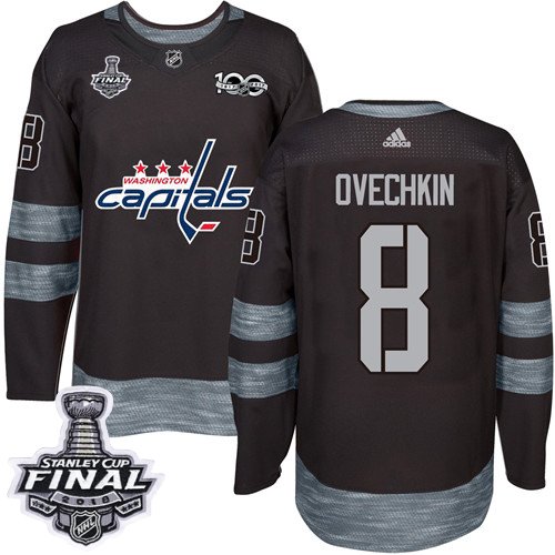 Adidas Washington Capitals #8 Alex Ovechkin Black 1917-2017 100th Anniversary 2018 Stanley Cup Final Stitched NHL Jersey