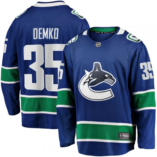 Men's Vancouver Canucks Thatcher Demko Fanatics Blue Home Breakaway Jersey