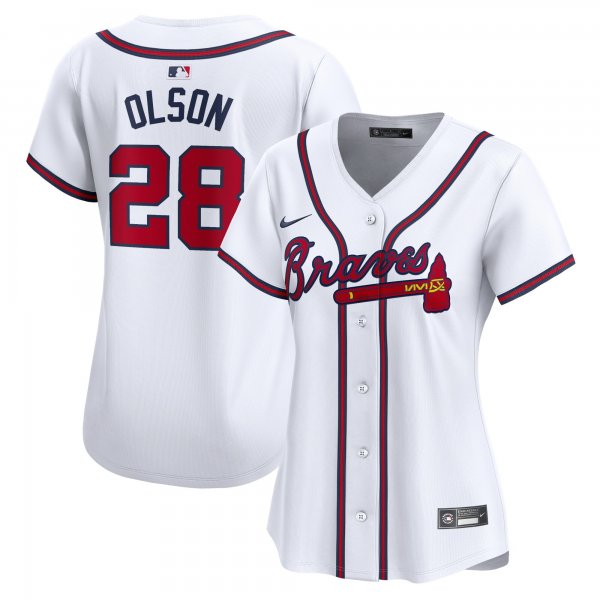 Women's Atlanta Braves #28 Matt Olson Nike White Home Limited Player Jersey