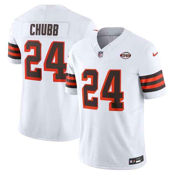 Youth Cleveland Browns #24 Nick Chubb Nike White Alternate Vapor F.U.S.E. Limited Jersey