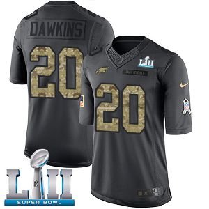 Youth Nike NFL Philadelphia Eagles #20 Brian Dawkins Limited Black 2016 Salute to Service Super Bowl LII Jersey