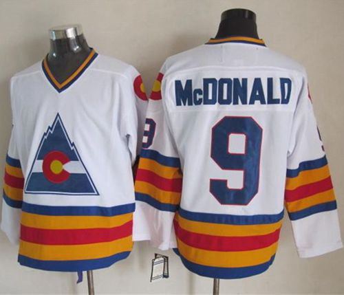 Colorado Avalanche #9 Lanny McDonald White CCM Throwback Stitched NHL Jersey