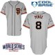 San Francisco Giants #8 Hunter Pence Grey Road 2 Cool Base W/2014 World Series Patch Stitched MLB Jersey