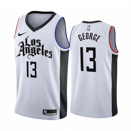 Men' Nike Los Angeles Clippers #13 Paul George White 2019-20 City Edition Jersey NBA Jersey