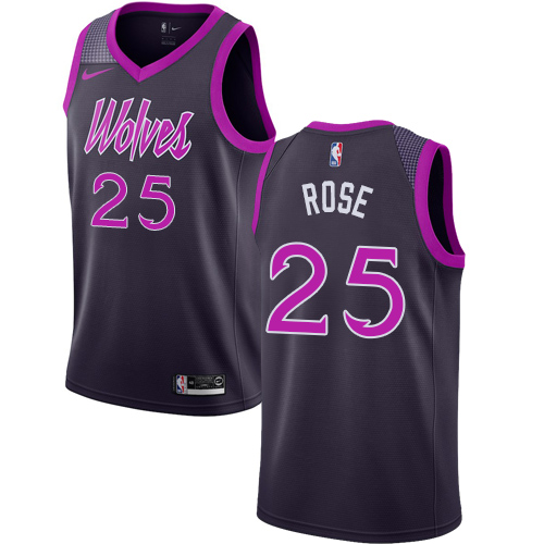 Men's Nike Minnesota Timberwolves #25 Derrick Rose Purple Swingman City Edition 2018/19 NBA Jersey