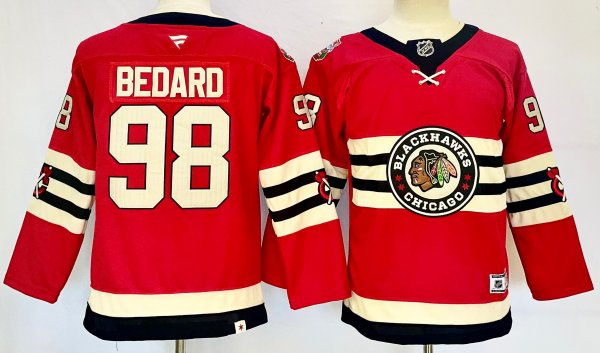 Youth #98 Connor Bedard Chicago Blackhawks Red City Edition Jersey