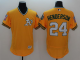 Oakland Athletics #24 Rickey Henderson Yellow Flexbase Collection Cooperstown Stitched MLB Jersey