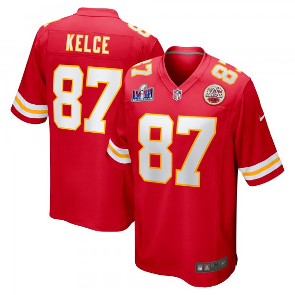 Men's Kansas City Chiefs Travis Kelce Nike Red Super Bowl LVIII Game Jersey