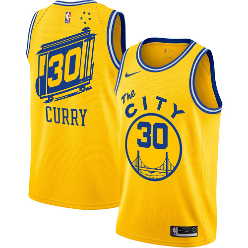 Men's Nike Golden State Warriors #30 Stephen Curry New Yellow 2019-20 City Uniform Jersey