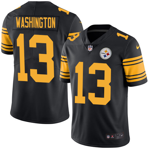 Men's Nike Pittsburgh Steelers #13 James Washington Black Stitched NFL Limited Rush Jersey