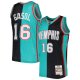 Men's Memphis Grizzlies Pau Gasol Mitchell & Ness Black/Turquoise Hardwood Classics 2001/02 Split Swingman Jersey