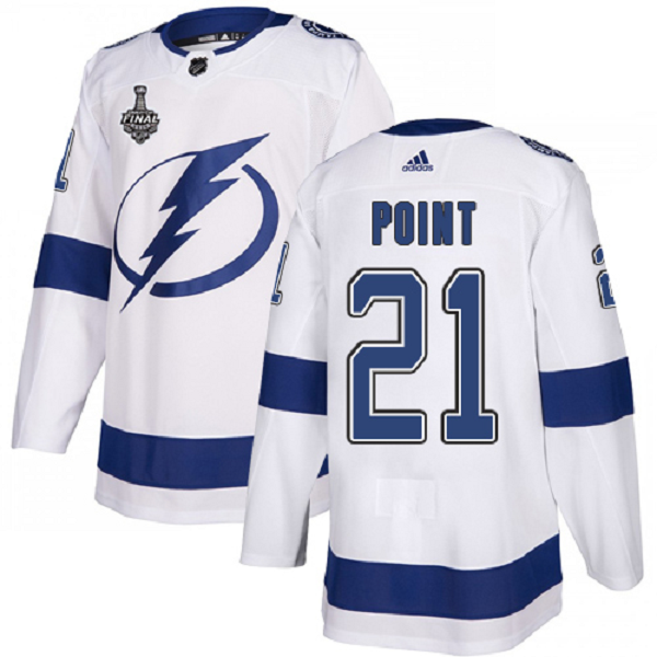 Adidas Lightning #21 Brayden Point White Road 2020 Stanley Cup Final Stitched NHL Jersey