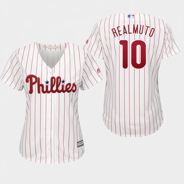 Women's Philadelphia Phillies #10 J.T. Realmuto White Majestic Home Cool Base MLB Jersey