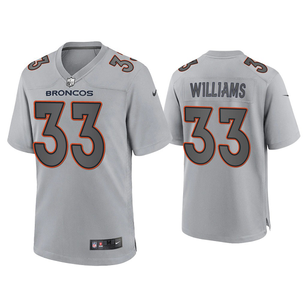 Men's Denver Broncos Javonte Williams Gray Atmosphere Fashion Game Jersey