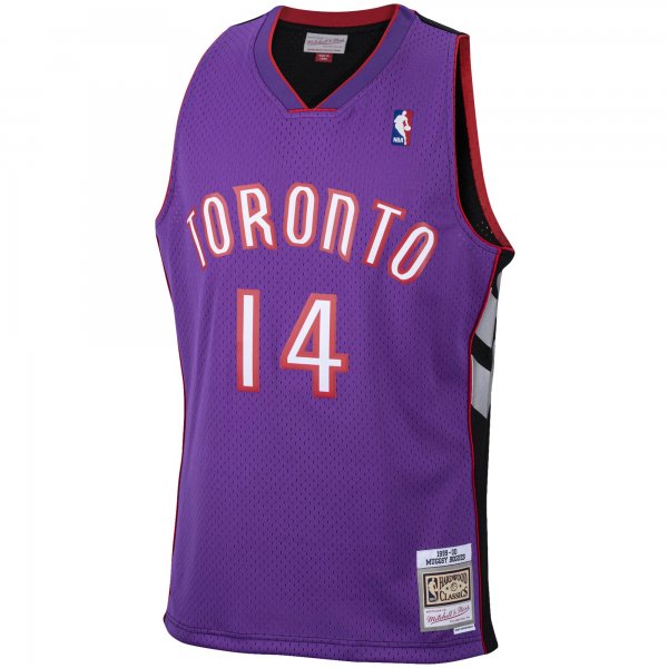 Men's Toronto Raptors Muggsy Bogues Mitchell & Ness Purple 2001/02 Hardwood Classics Swingman Jersey