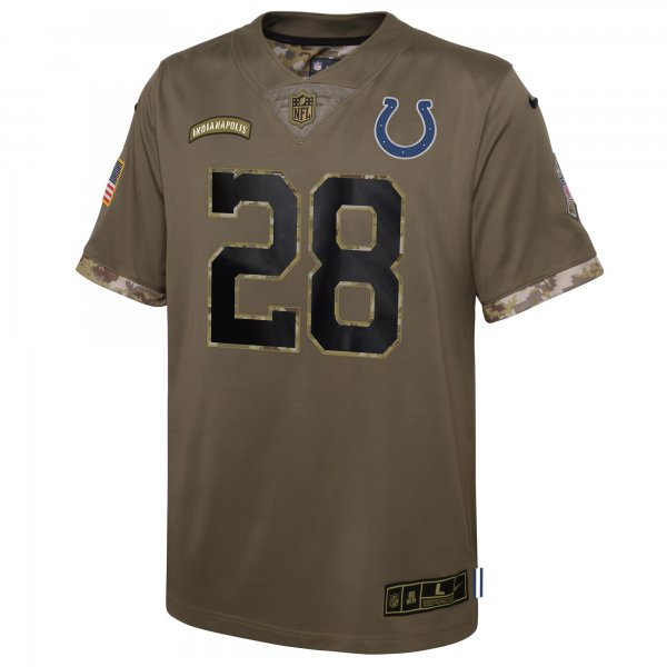 Youth Indianapolis Colts Jonathan Taylor Nike Olive 2022 Salute To Service Player Limited Jersey