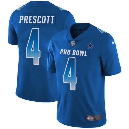 Men's Nike Dallas Cowboys #4 Dak Prescott Royal Stitched NFL Limited NFC 2019 Pro Bowl Jersey