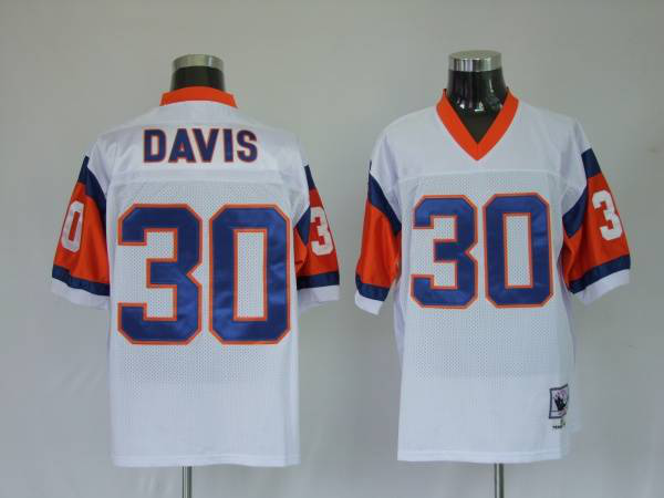 Mitchel And Ness Denver Broncos #30 Terrell Davis White Stitched Throwback NFL Jersey