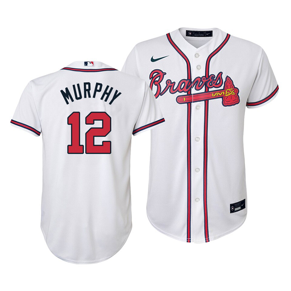 Youth Atlanta Braves #12 Sean Murphy Cool Base Alternate Nike Jersey White