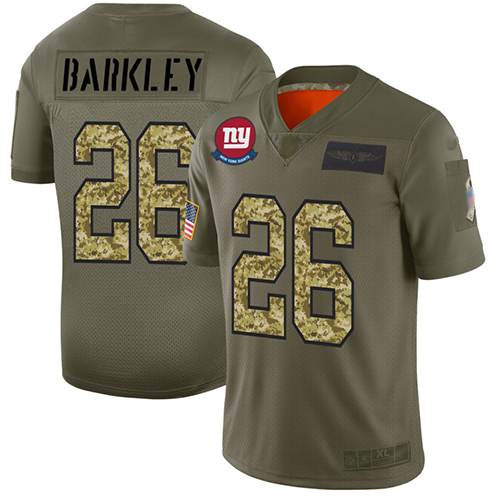 New York Giants #26 Saquon Barkley Olive/Camo Men's Stitched NFL Limited 2019 Salute To Service Jersey