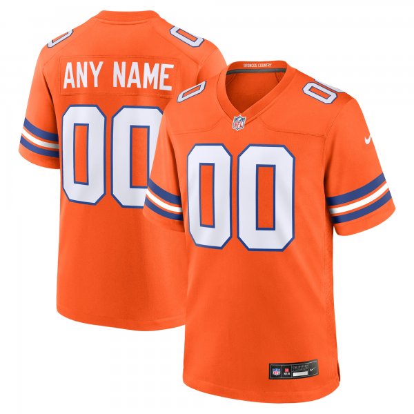 Men's Denver Broncos Orange Custom Jersey