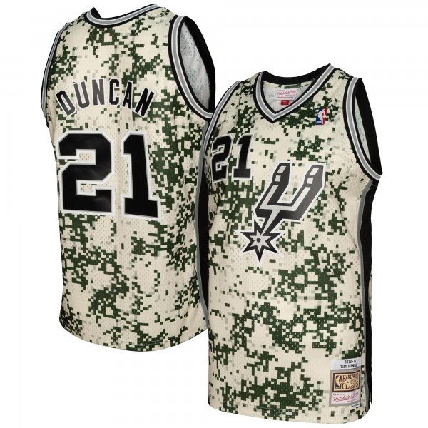 Men's San Antonio Spurs Tim Duncan Mitchell & Ness Camo 2013/14 Swingman Jersey