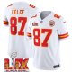 Men's Kansas City Chiefs #87 Travis Kelce White Super Bowl LIX F.U.S.E. Vapor Limited Stitched Jersey