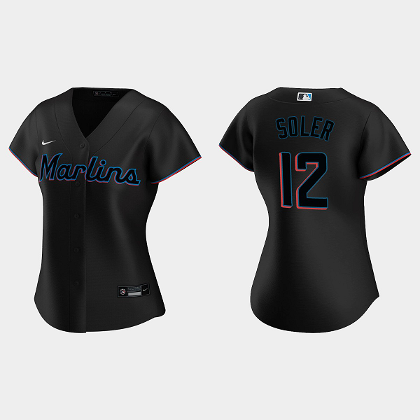 Women's Miami Marlins #12 Jorge Soler Black MLB Jersey