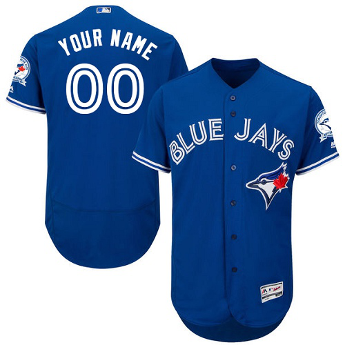 Toronto Blue Jays Blue With 40th Anniversary Patch Flex Base Men's Customized MLB Jersey