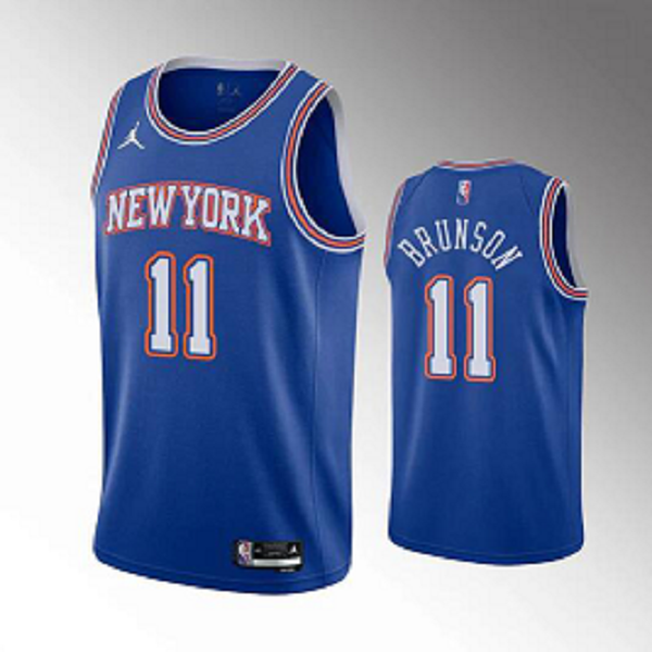 Men's New York Knicks #11 Jalen Brunson Blue Statement Edition Jersey