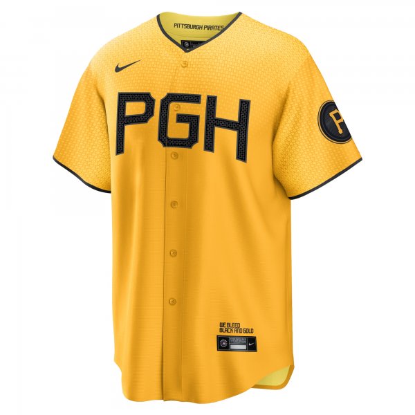 Men's Pittsburgh Pirates Ke'Bryan Hayes Nike Gold City Connect Replica Player Jersey