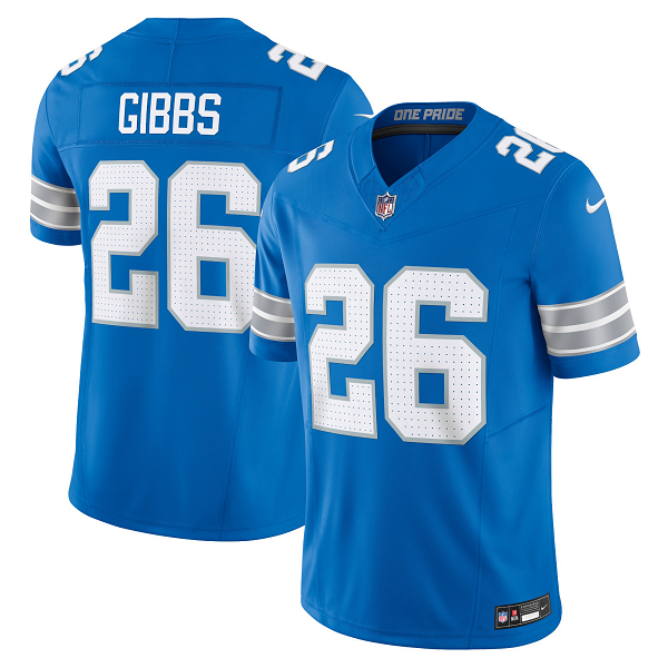 Men's Detroit Lions #26 Jahmyr Gibbs Nike Blue Vapor F.U.S.E. Limited Jersey