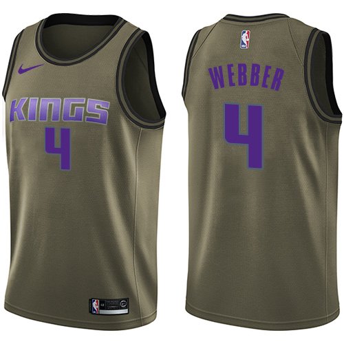 Men's Nike Sacramento Kings #4 Chris Webber Green Salute to Service Swingman NBA Jersey