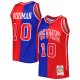 Men's Detroit Pistons Dennis Rodman Mitchell & Ness Blue/Red Hardwood Classics 1988/89 Split Swingman Jersey