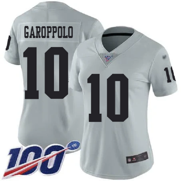 Women's Nike Las Vegas Raiders #10 Jimmy Garoppolo Gray Vapor Limited NFL Jersey