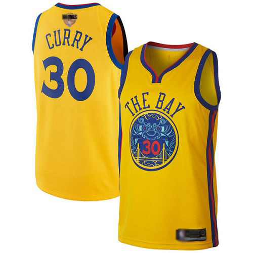 Golden State Warriors #30 Stephen Curry Gold 2019 Finals Bound Youth NBA Swingman City Edition Jersey