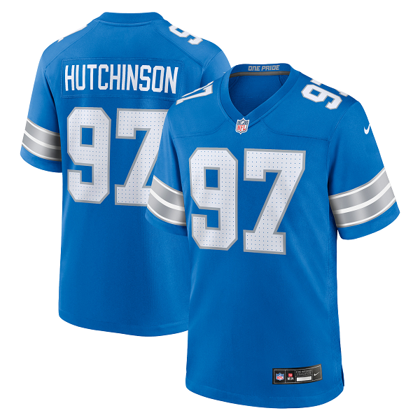 Youth Detroit Lions #97 Aidan Hutchinson Nike Blue Limited Jersey