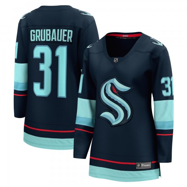 Women's Seattle Kraken Philipp Grubauer Fanatics Navy Home Breakaway Player Jersey