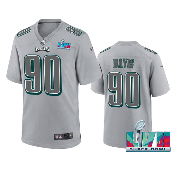 Men's Philadelphia Eagles Jordan Davis Gray Super Bowl LVII Atmosphere Jersey