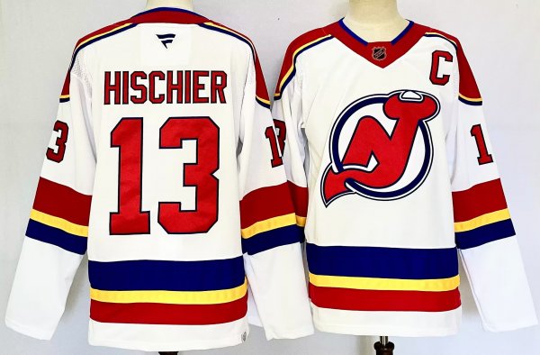 Men's #13 Nico Hischier New Jersey Devils Red And White City Edition Jersey