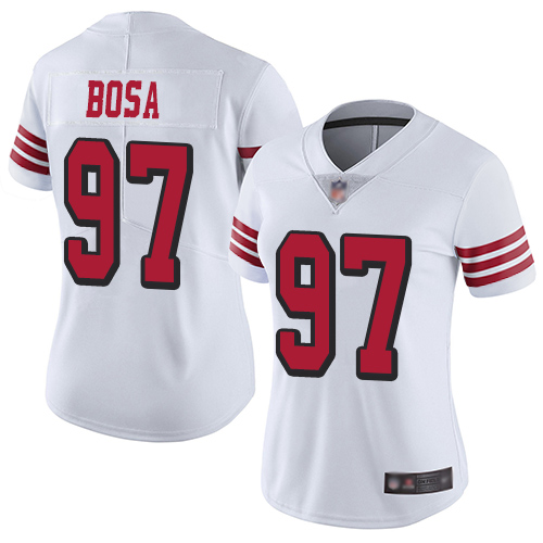 San Francisco 49ers #97 Nick Bosa White Rush Women's Stitched Nike NFL Vapor Untouchable Limited Jersey