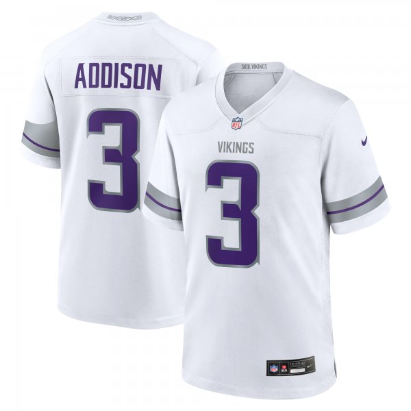 Men's Minnesota Vikings #3 Jordan Addison Nike White Alternate Game Jersey