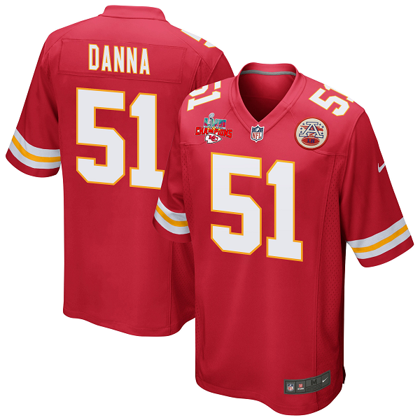 Mike Danna #51 Kansas City Chiefs Super Bowl LVII Champions 3 Stars Men's Game Red NFL Jersey