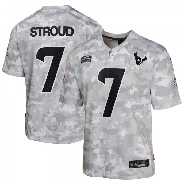 Youth Houston Texans #7 C.J. Stroud Nike Arctic Camo 2024 Salute to Service Game Jersey