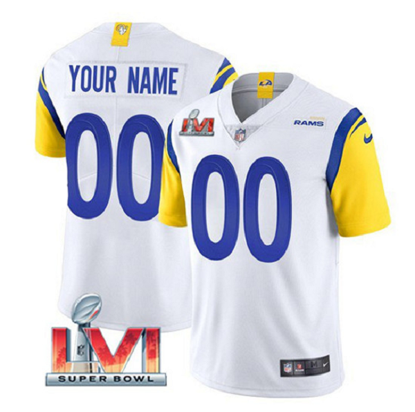 Men's Los Angeles Rams ACTIVE PLAYER Custom 2022 White Super Bowl LVI Vapor Limited Stitched Jersey