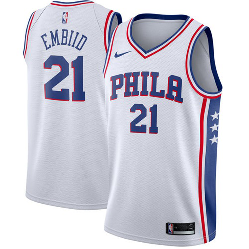 Men's Nike Philadelphia 76ers #21 Joel Embiid White Swingman Association Edition NBA Jersey